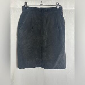 Vintage Toffs Black Suede Pencil Skirt Size Small 100% Pig Suede Lined